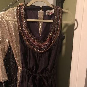 Silk Beaded Anthropologie Cinch waist dress